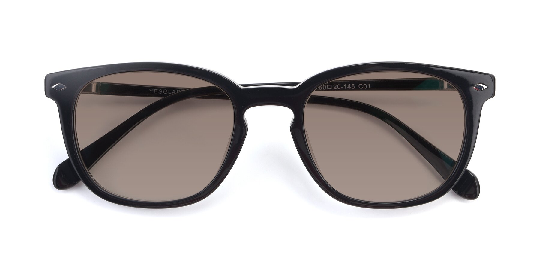 Folded Front of 17578 in Black with Medium Brown Tinted Lenses