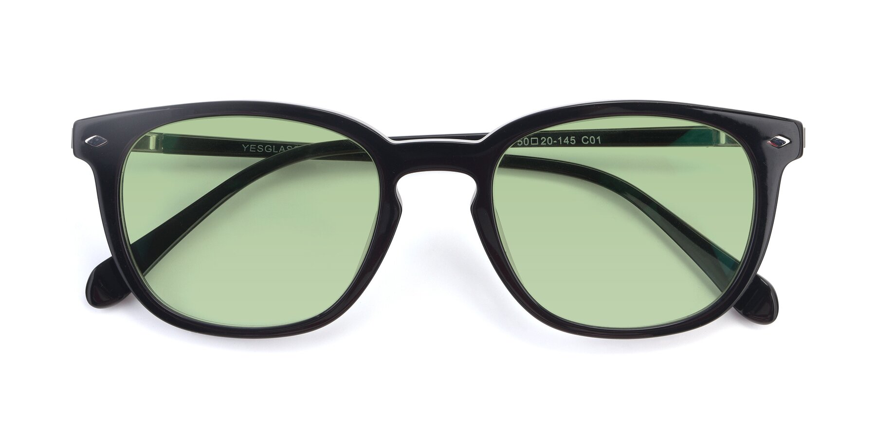 Folded Front of 17578 in Black with Medium Green Tinted Lenses
