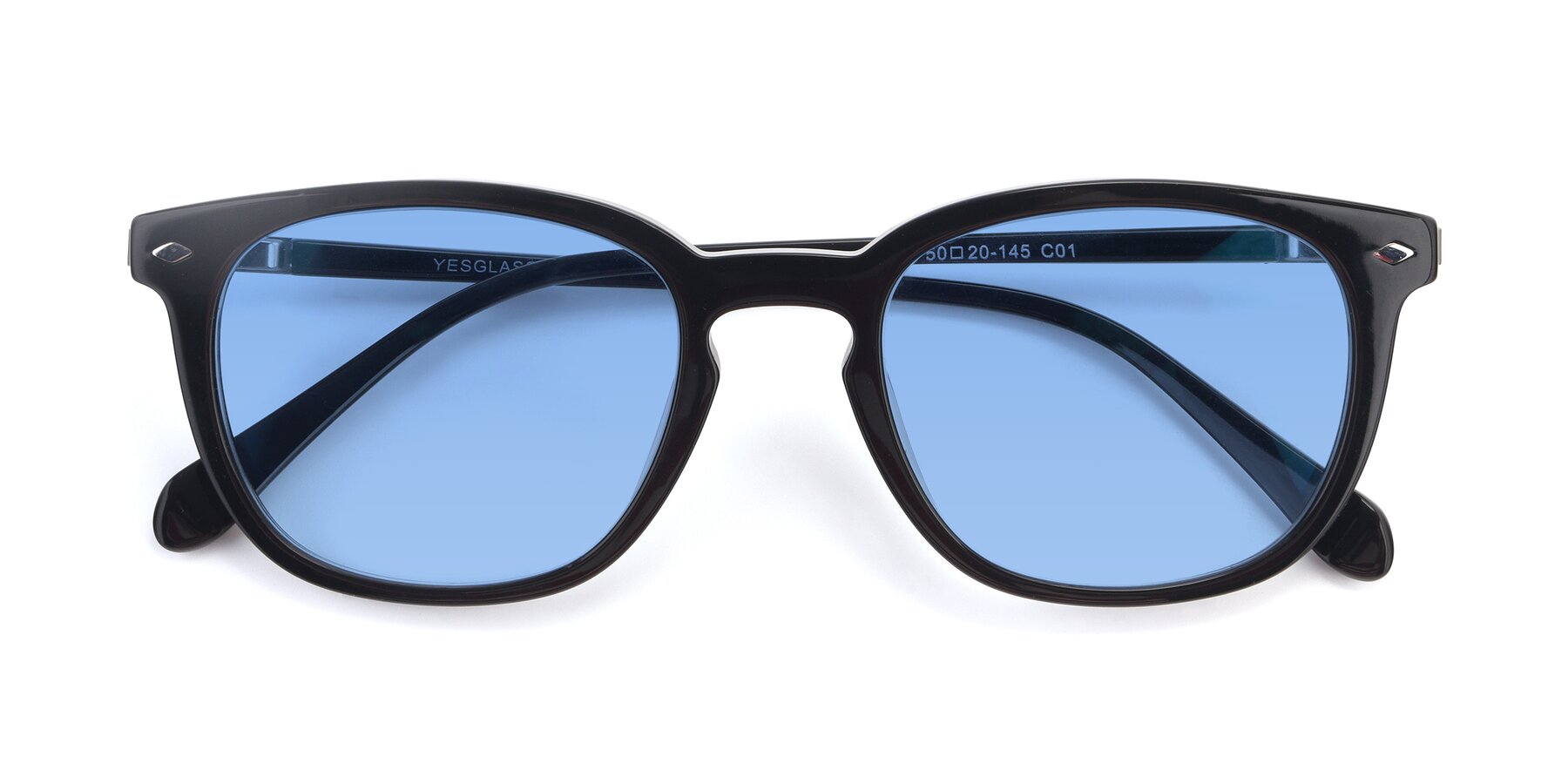 Folded Front of 17578 in Black with Medium Blue Tinted Lenses