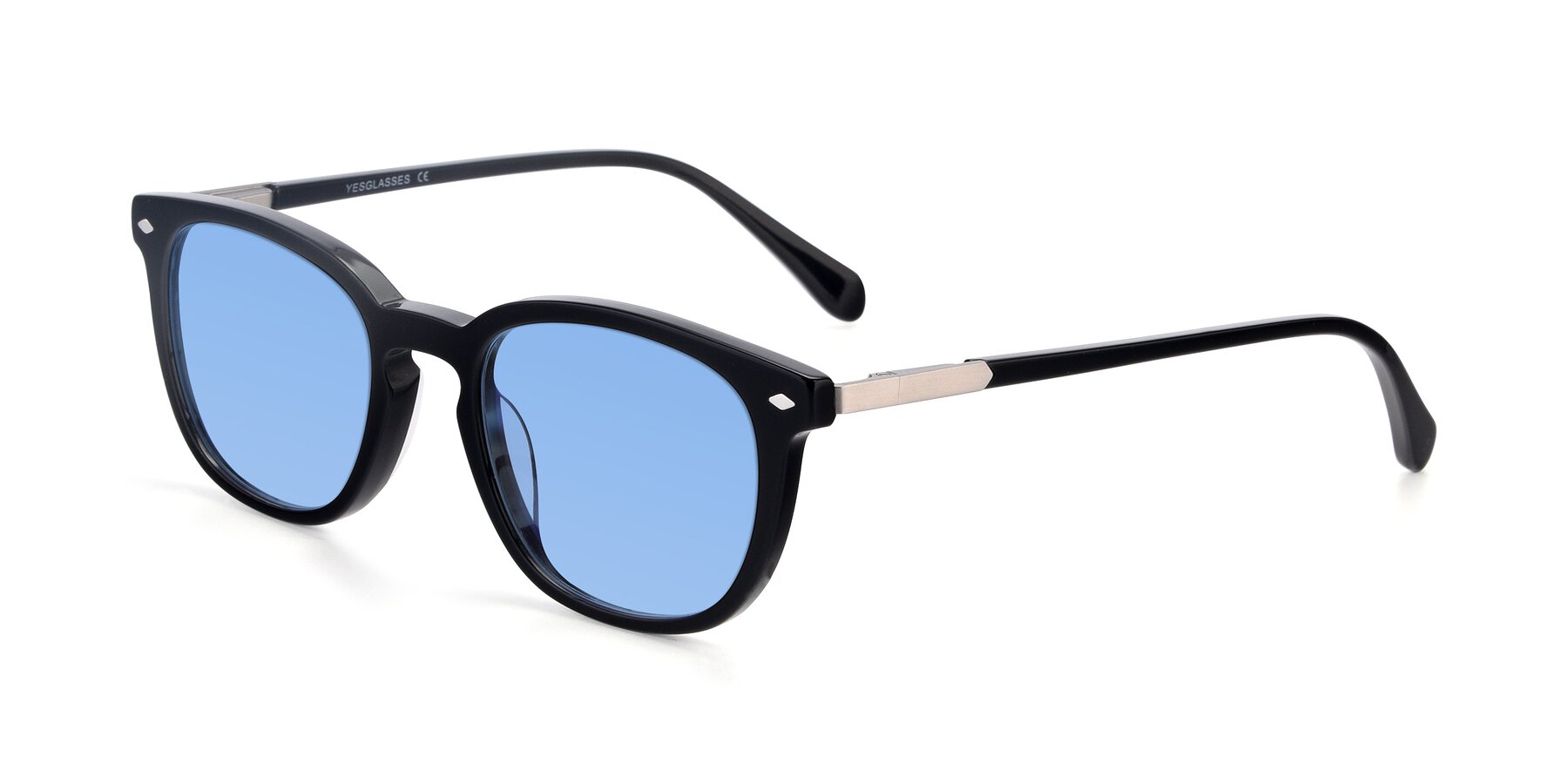 Angle of 17578 in Black with Medium Blue Tinted Lenses