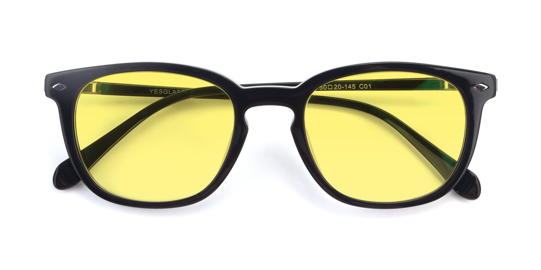 Folded Front of 17578 in Black with Medium Yellow Tinted Lenses