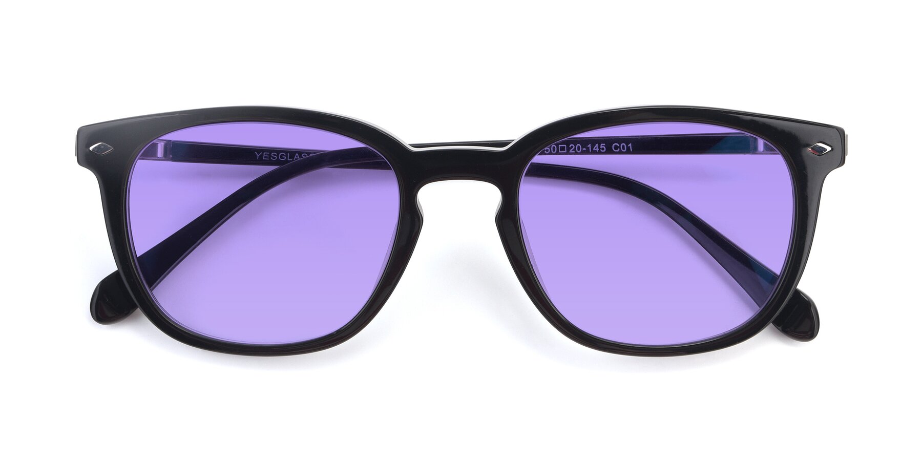 Folded Front of 17578 in Black with Medium Purple Tinted Lenses