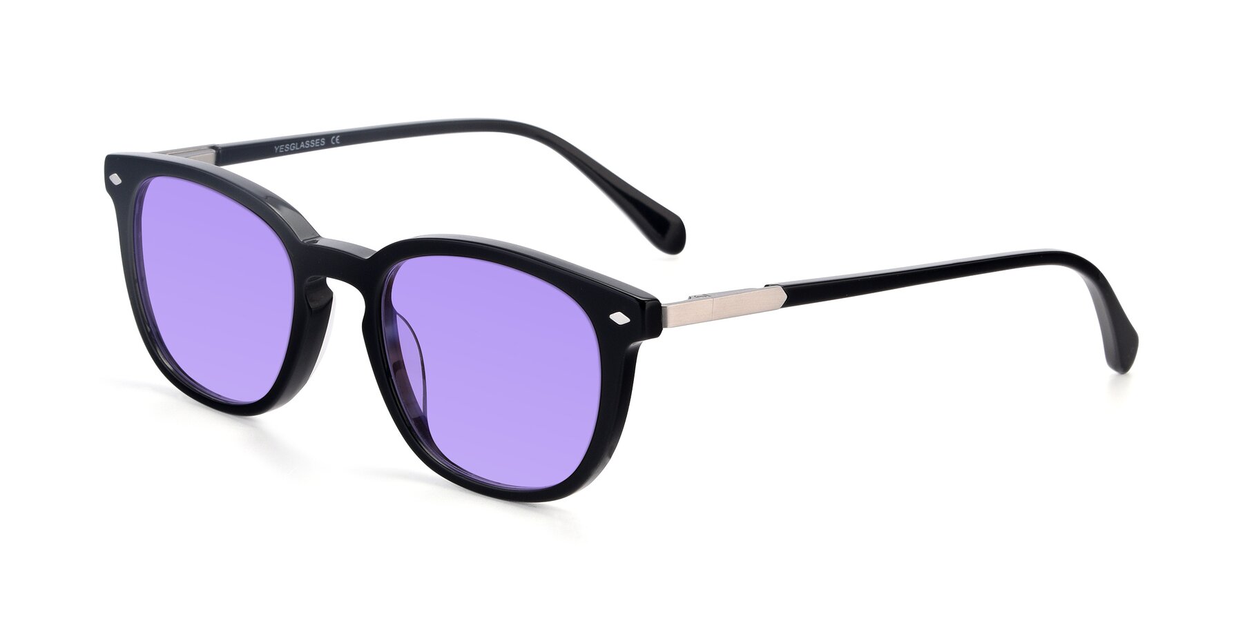 Angle of 17578 in Black with Medium Purple Tinted Lenses