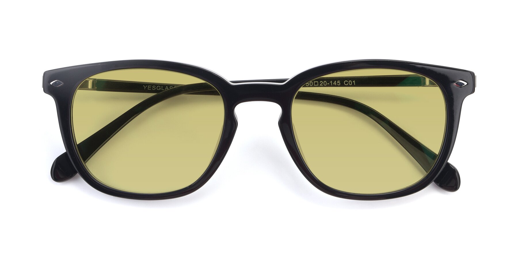 Folded Front of 17578 in Black with Medium Champagne Tinted Lenses