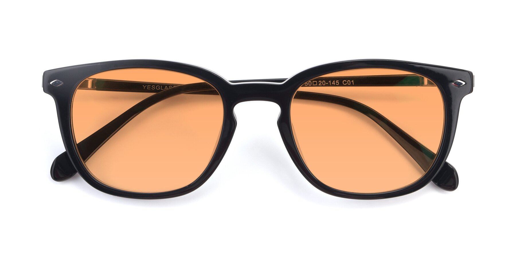 Folded Front of 17578 in Black with Medium Orange Tinted Lenses