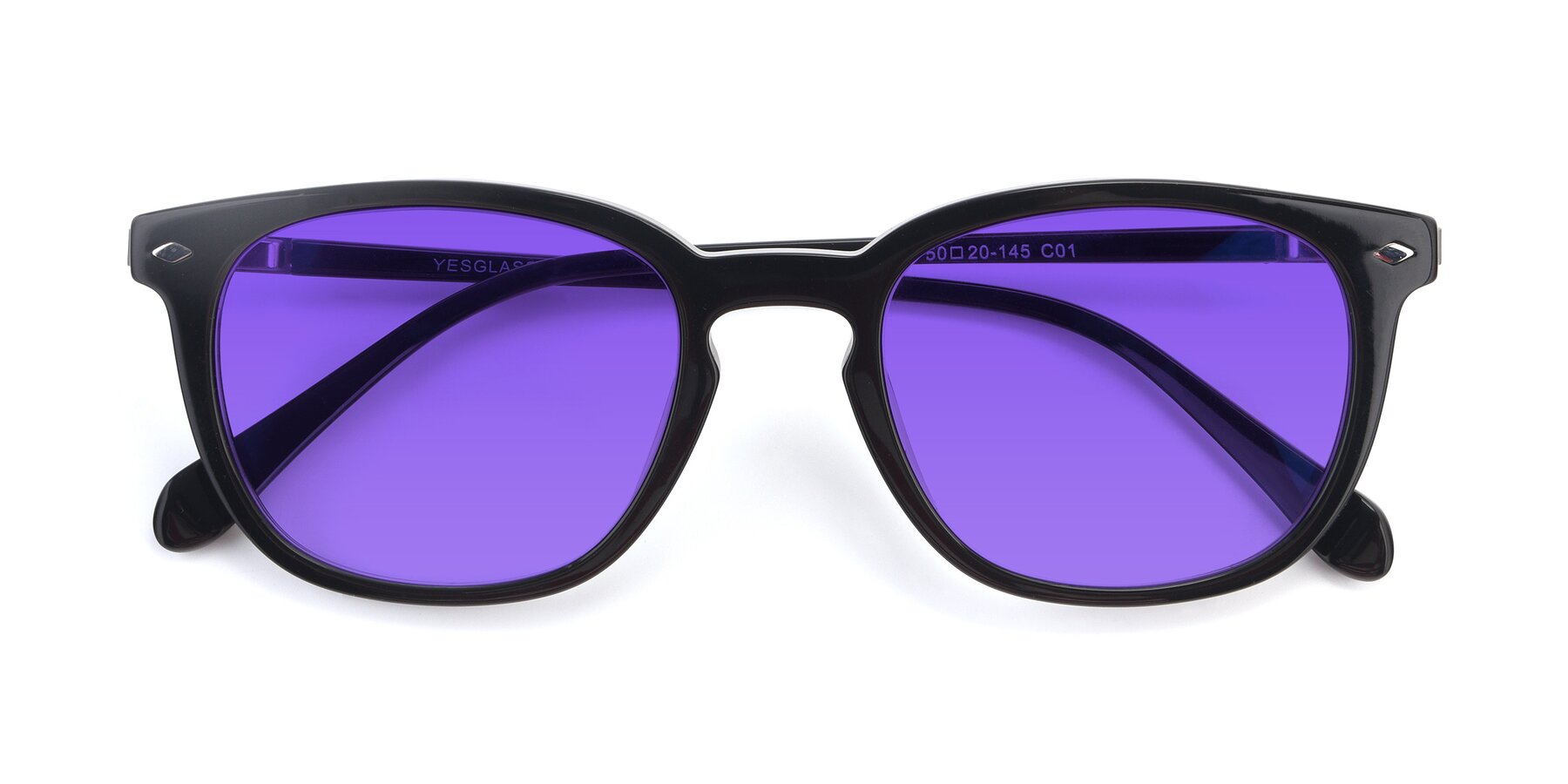 Folded Front of 17578 in Black with Purple Tinted Lenses