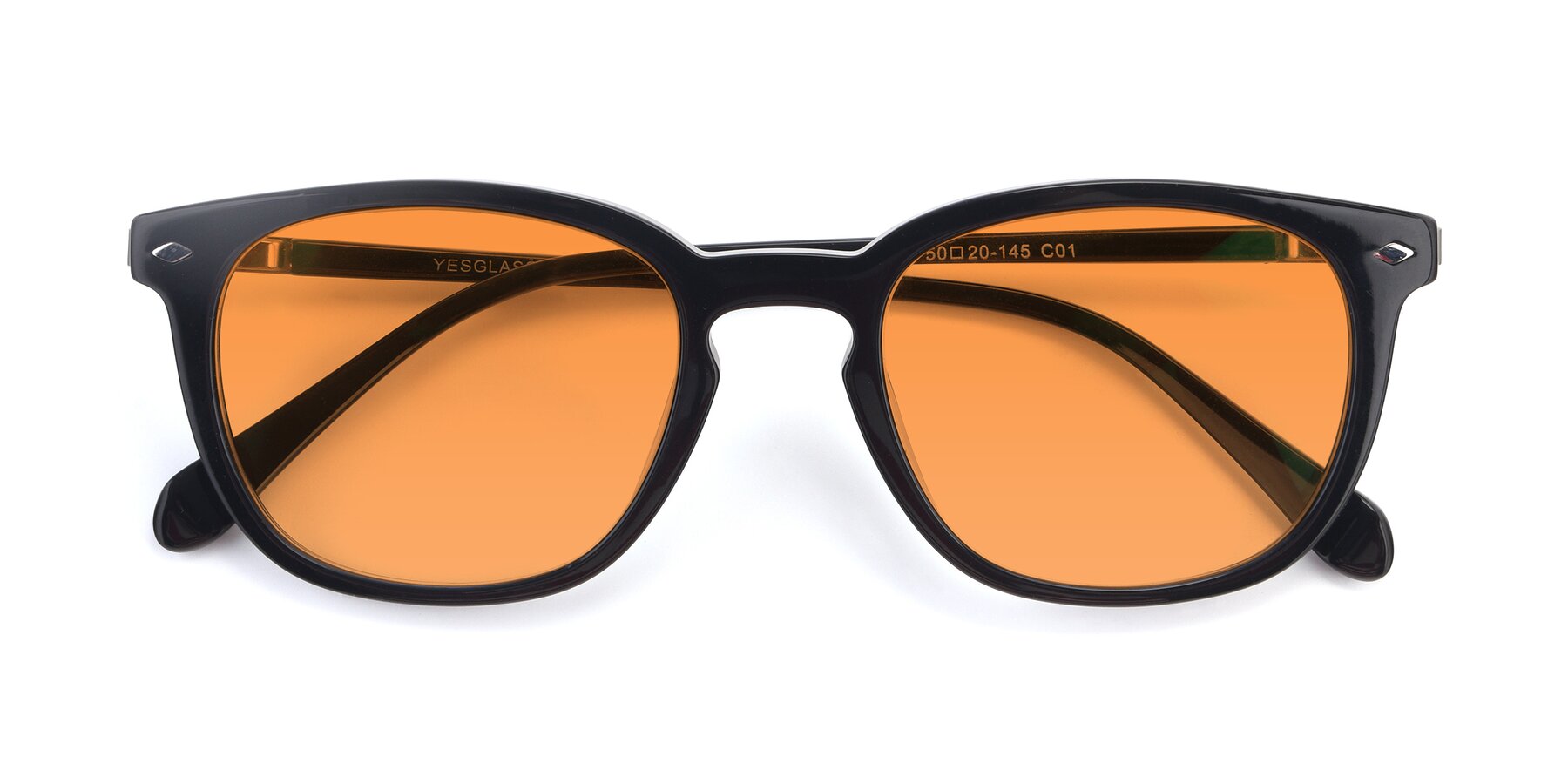 Folded Front of 17578 in Black with Orange Tinted Lenses
