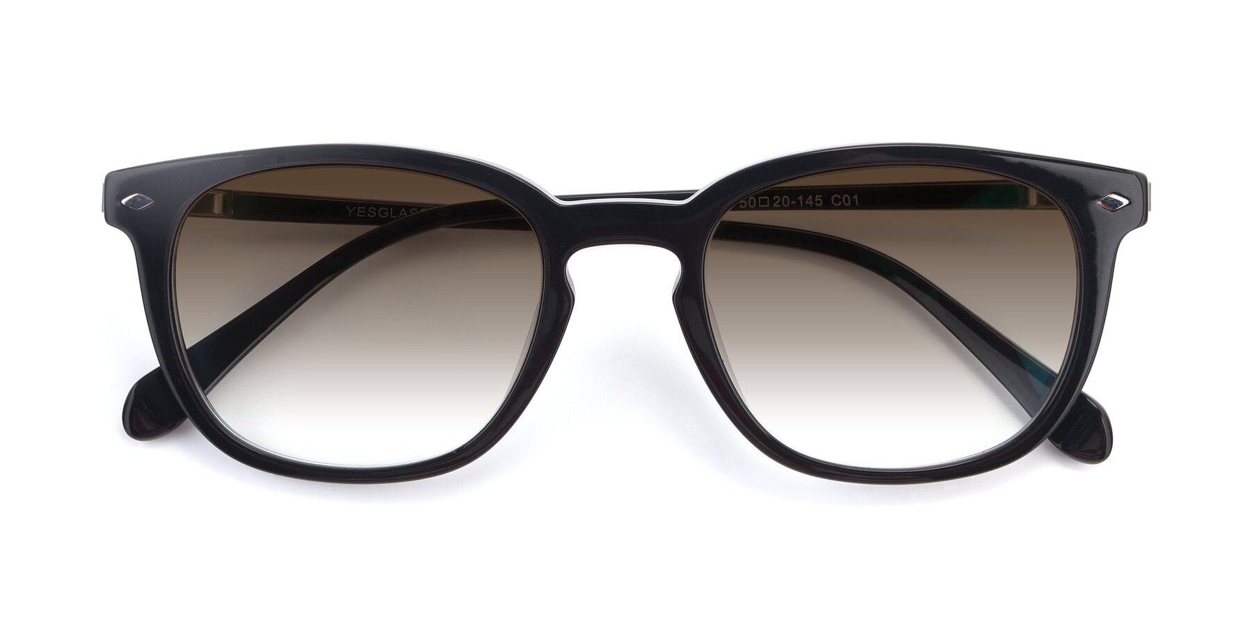 Folded Front of 17578 in Black with Brown Gradient Lenses