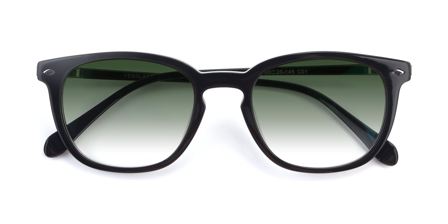 Folded Front of 17578 in Black with Green Gradient Lenses