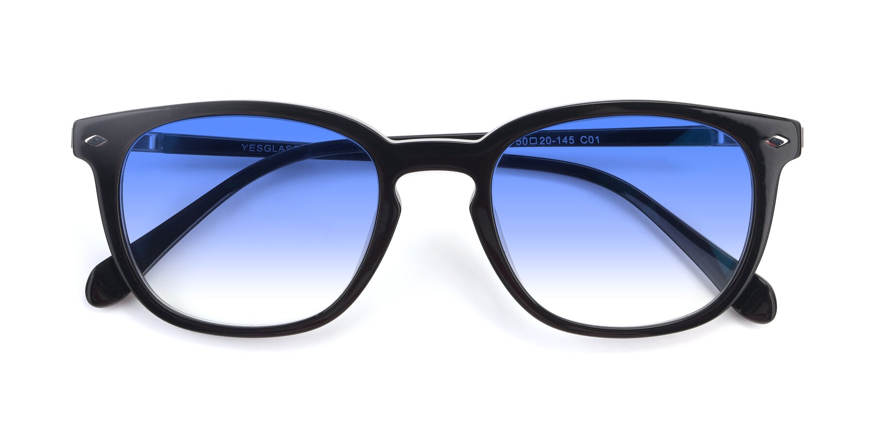 Folded Front of 17578 in Black with Blue Gradient Lenses
