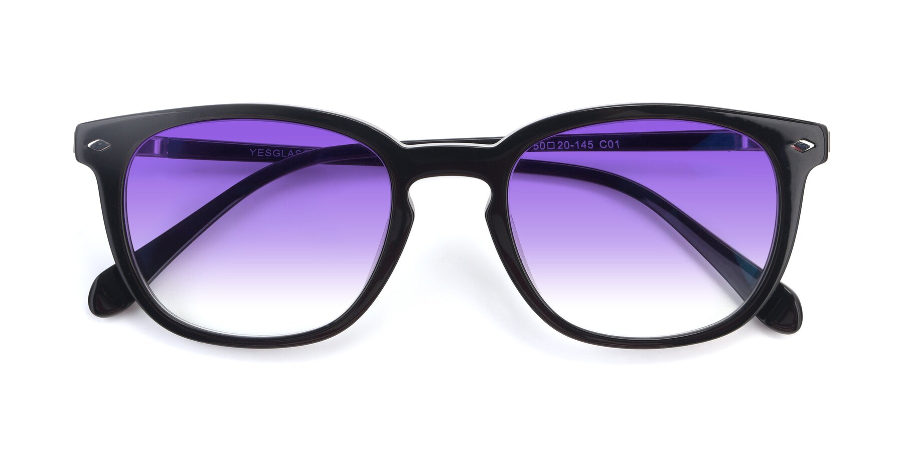 Folded Front of 17578 in Black with Purple Gradient Lenses