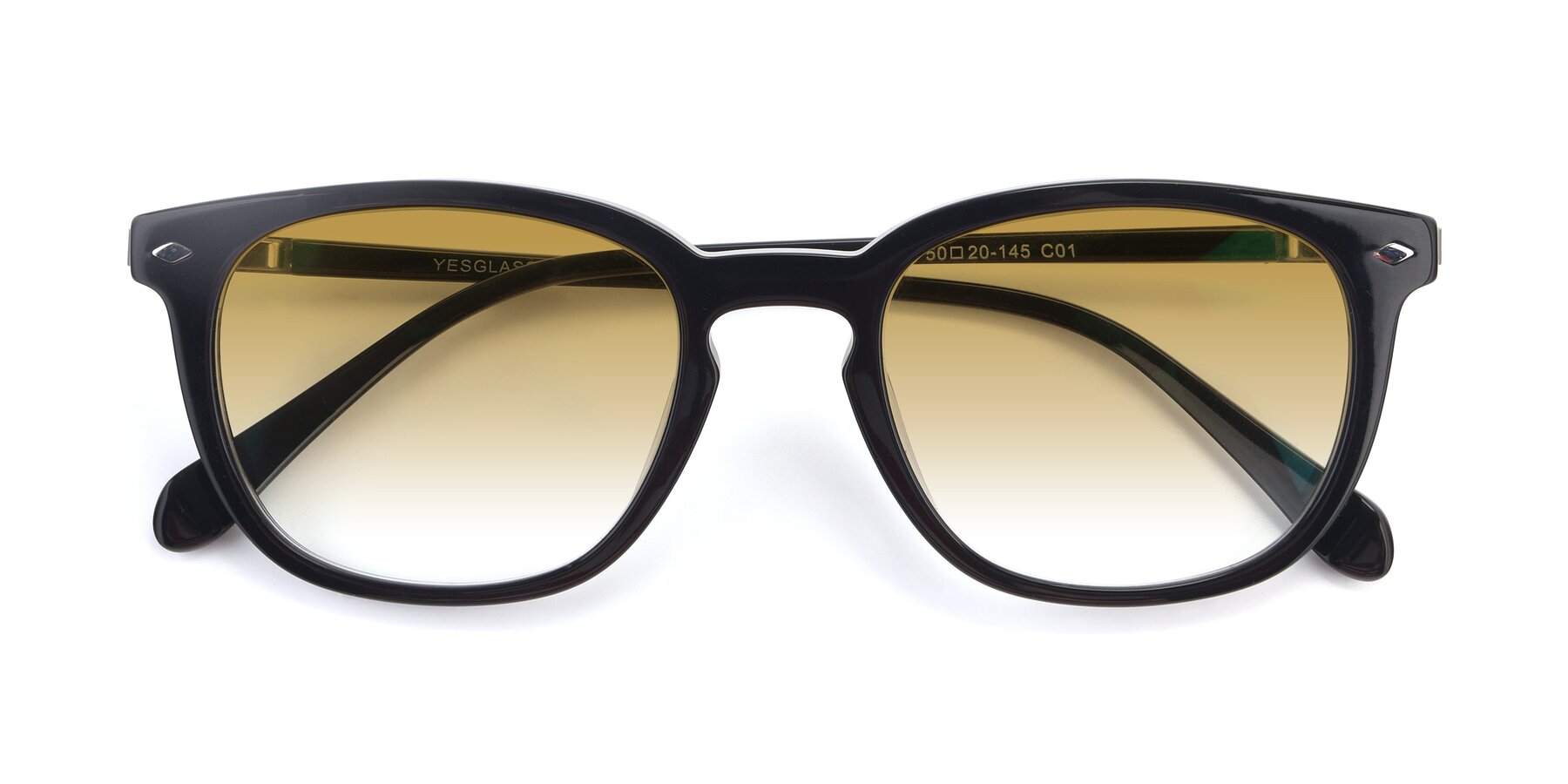 Folded Front of 17578 in Black with Champagne Gradient Lenses