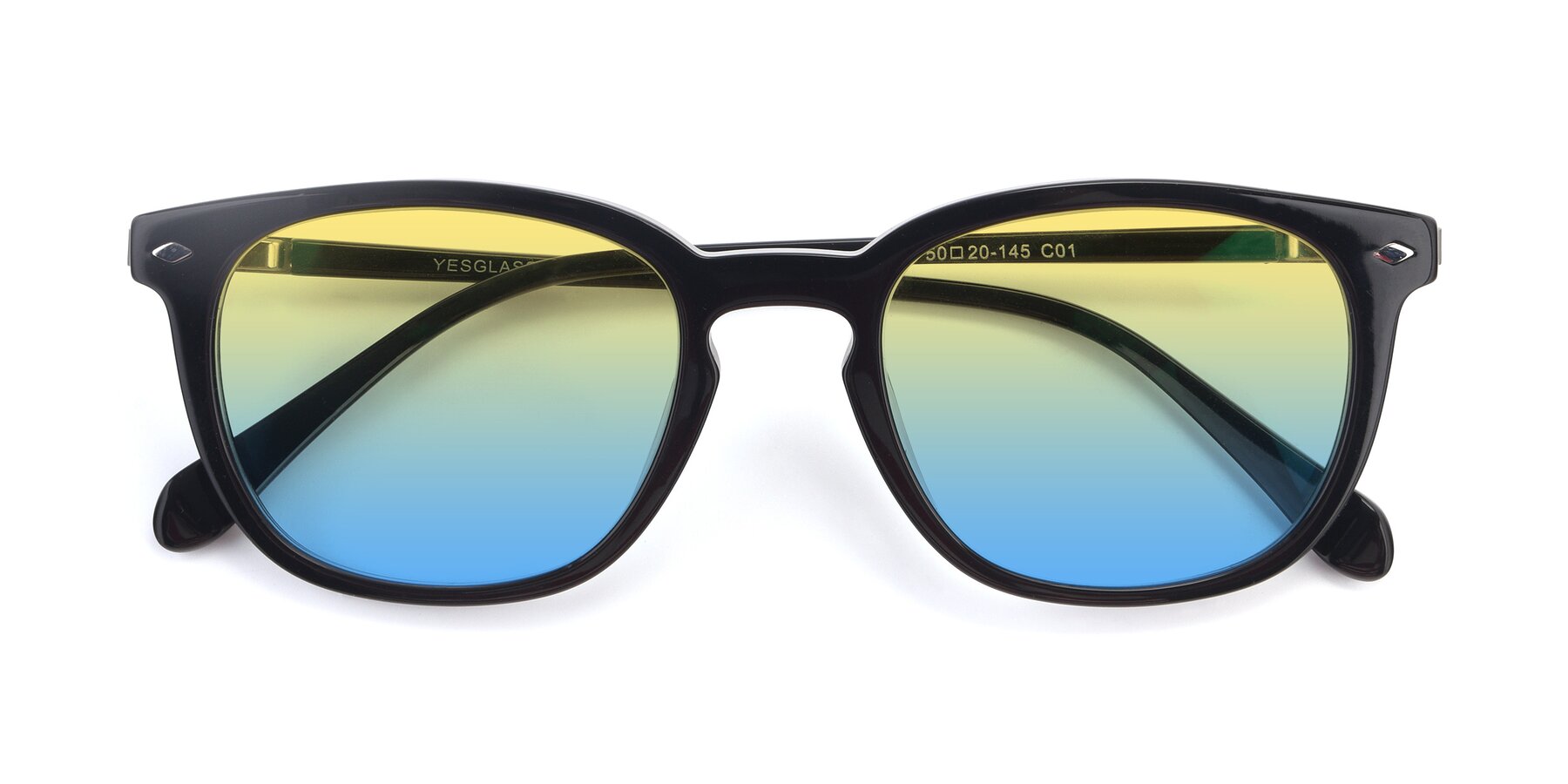 Folded Front of 17578 in Black with Yellow / Blue Gradient Lenses
