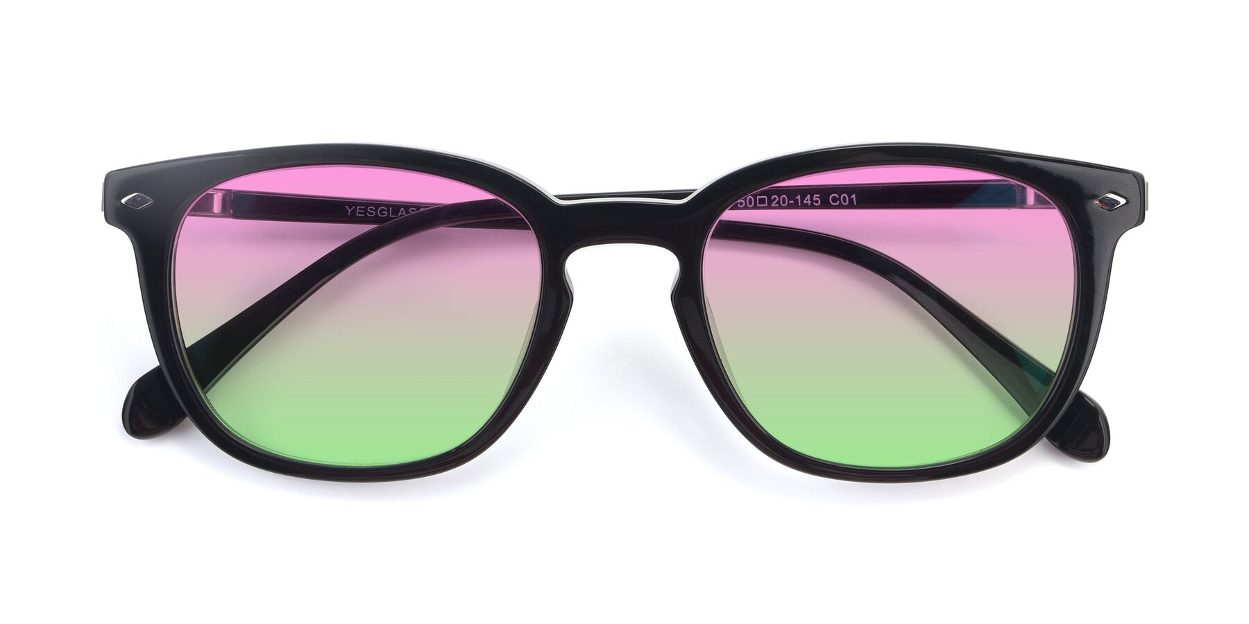 Folded Front of 17578 in Black with Pink / Green Gradient Lenses