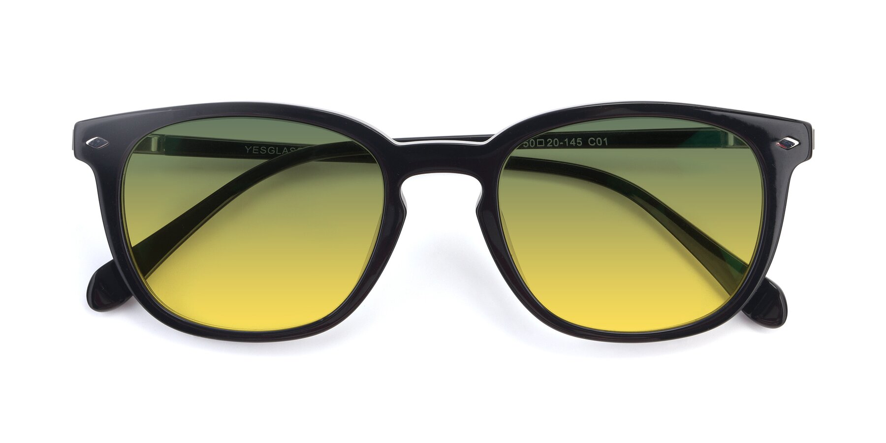 Folded Front of 17578 in Black with Green / Yellow Gradient Lenses