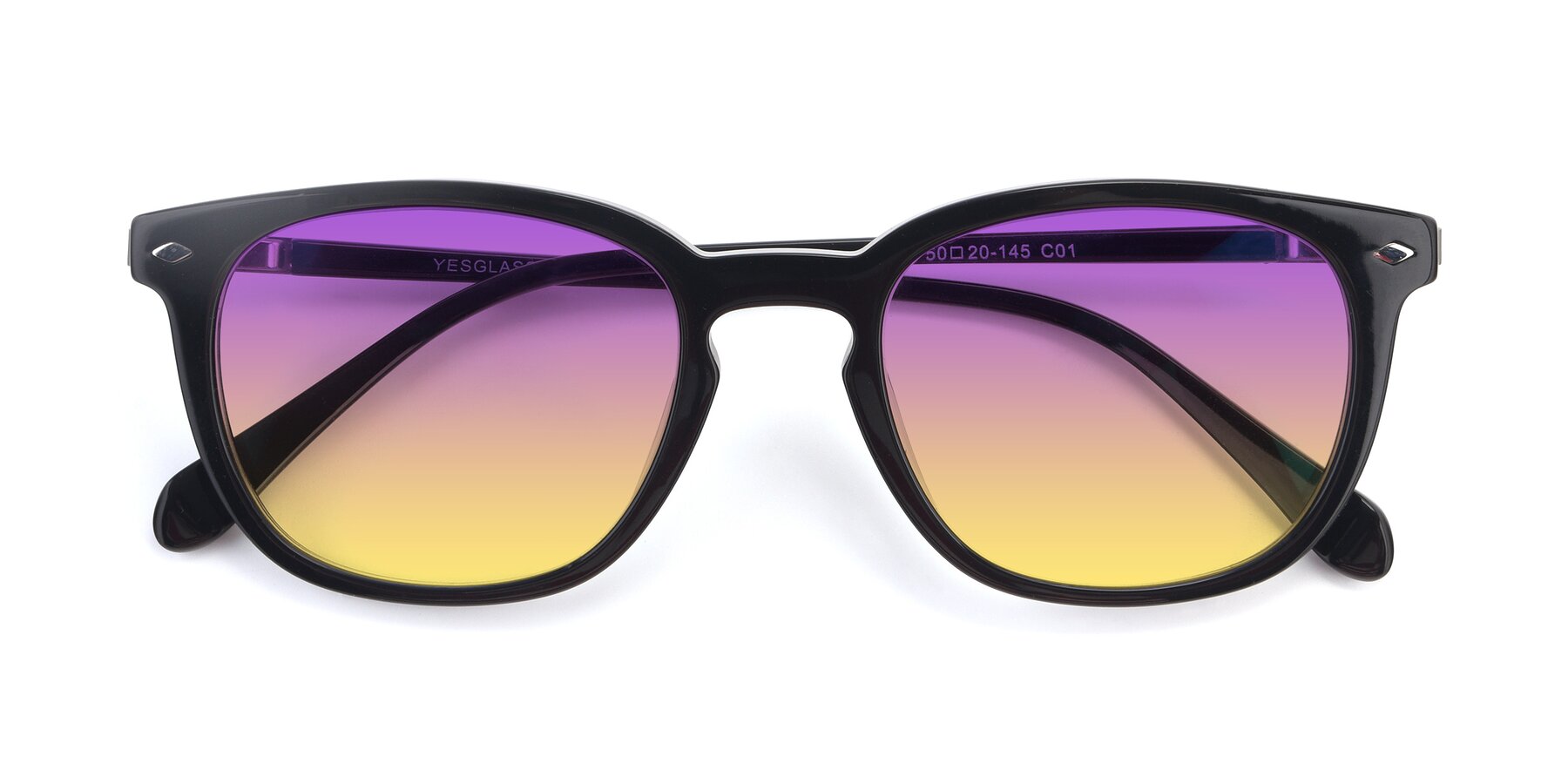 Folded Front of 17578 in Black with Purple / Yellow Gradient Lenses
