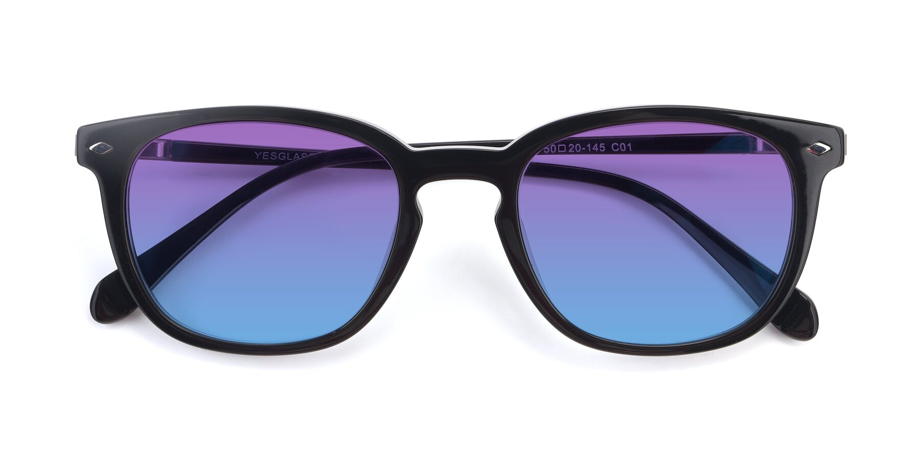 Folded Front of 17578 in Black with Purple / Blue Gradient Lenses