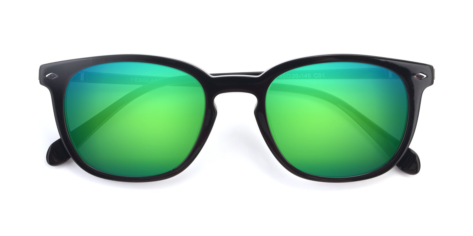 Folded Front of 17578 in Black with Green Mirrored Lenses