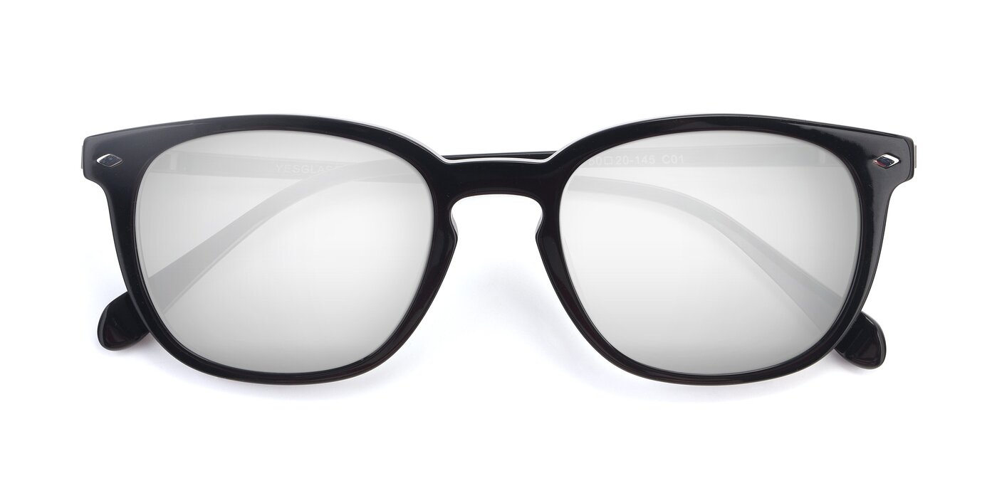 17578 - Black Flash Mirrored Sunglasses