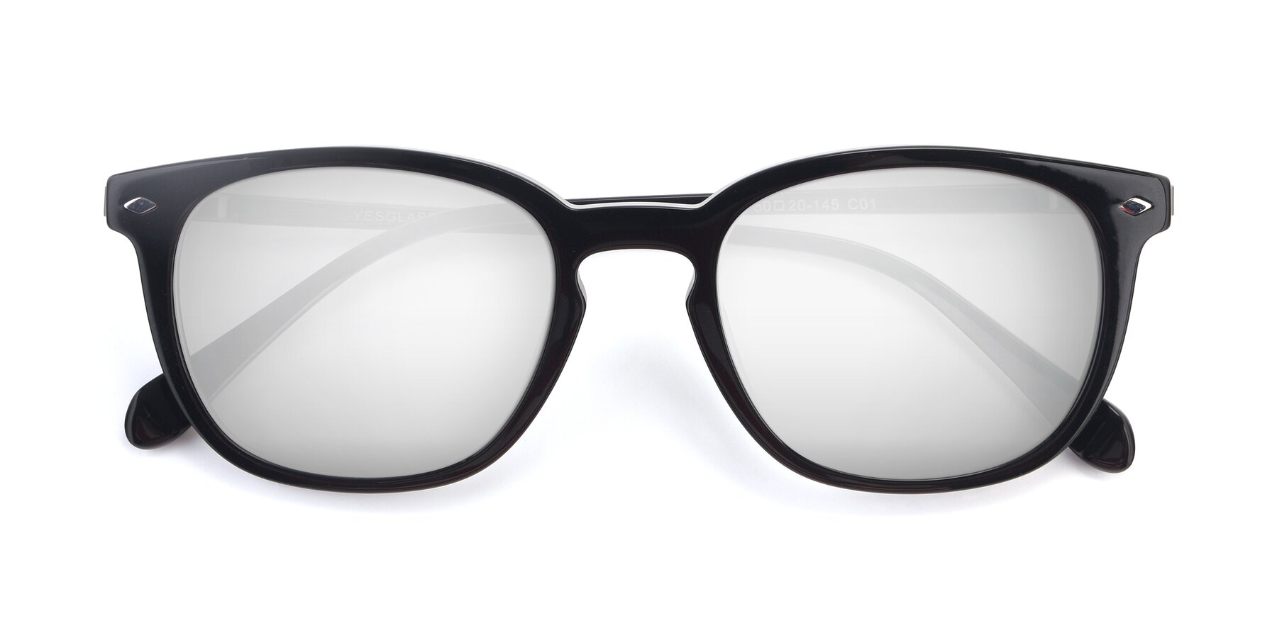 Folded Front of 17578 in Black with Silver Mirrored Lenses