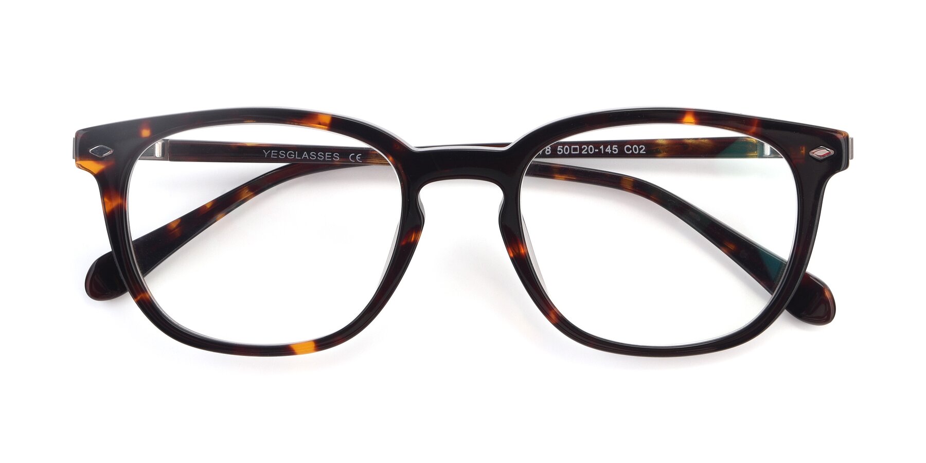 Folded Front of 17578 in Tortoise with Clear Reading Eyeglass Lenses
