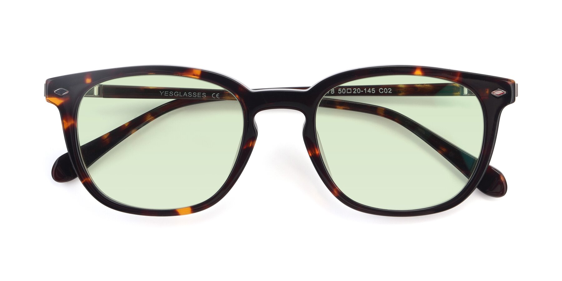 Folded Front of 17578 in Tortoise with Light Green Tinted Lenses