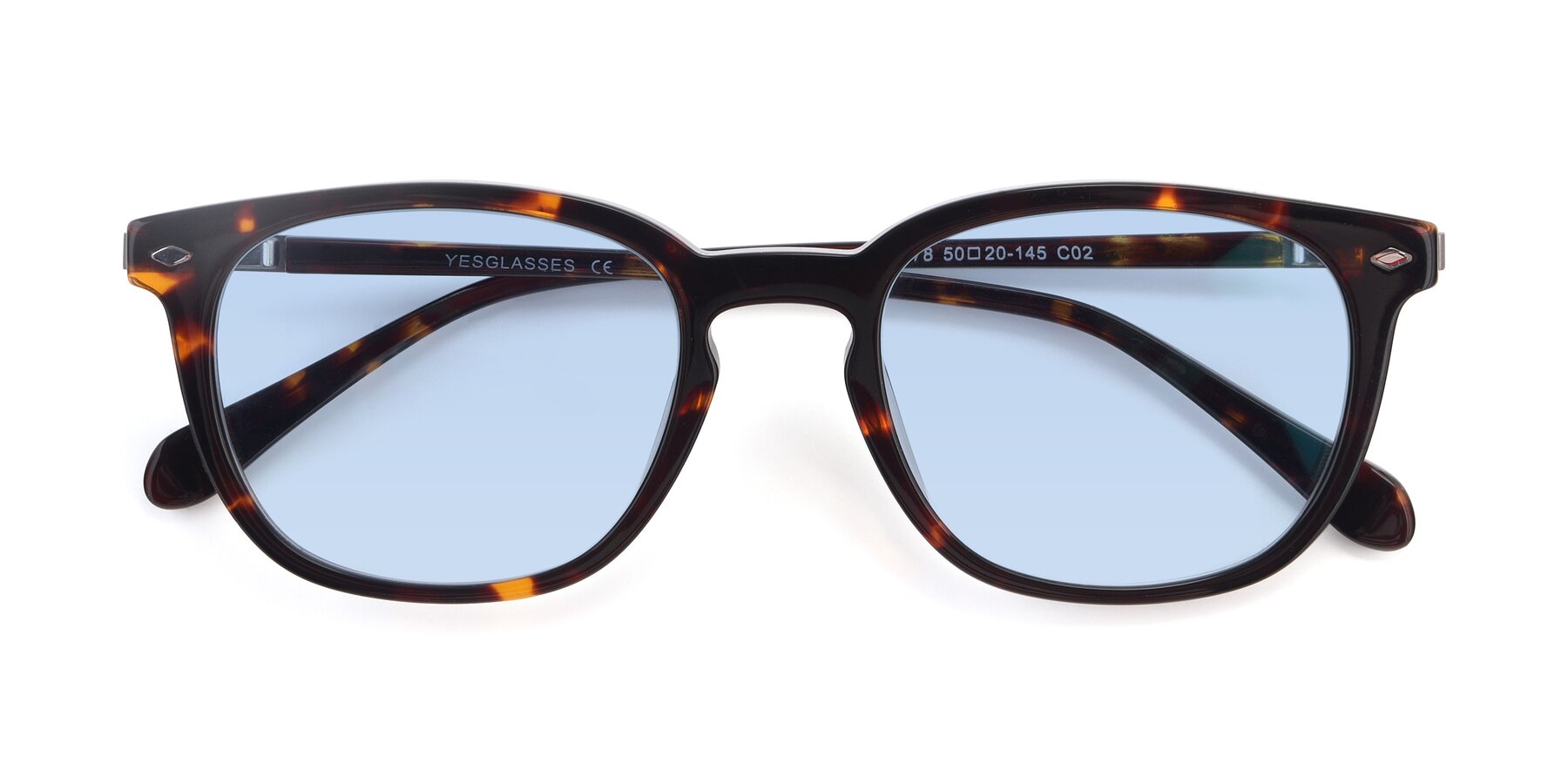 Folded Front of 17578 in Tortoise with Light Blue Tinted Lenses