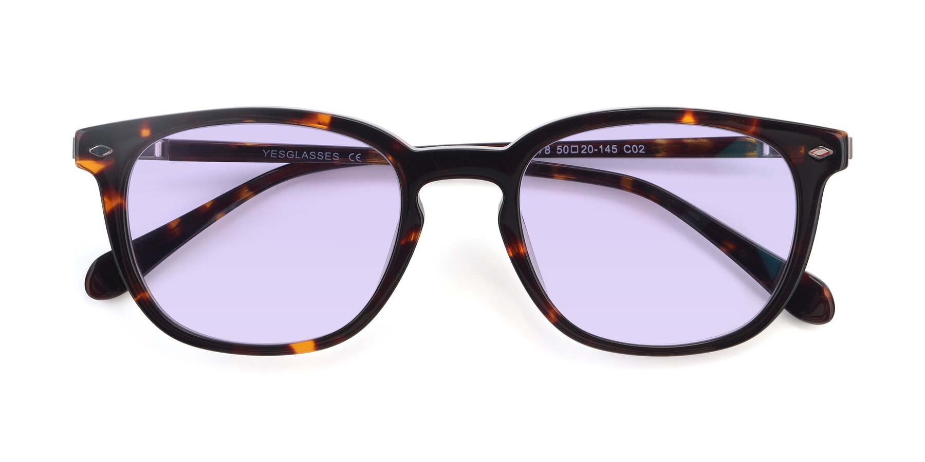 Folded Front of 17578 in Tortoise with Light Purple Tinted Lenses