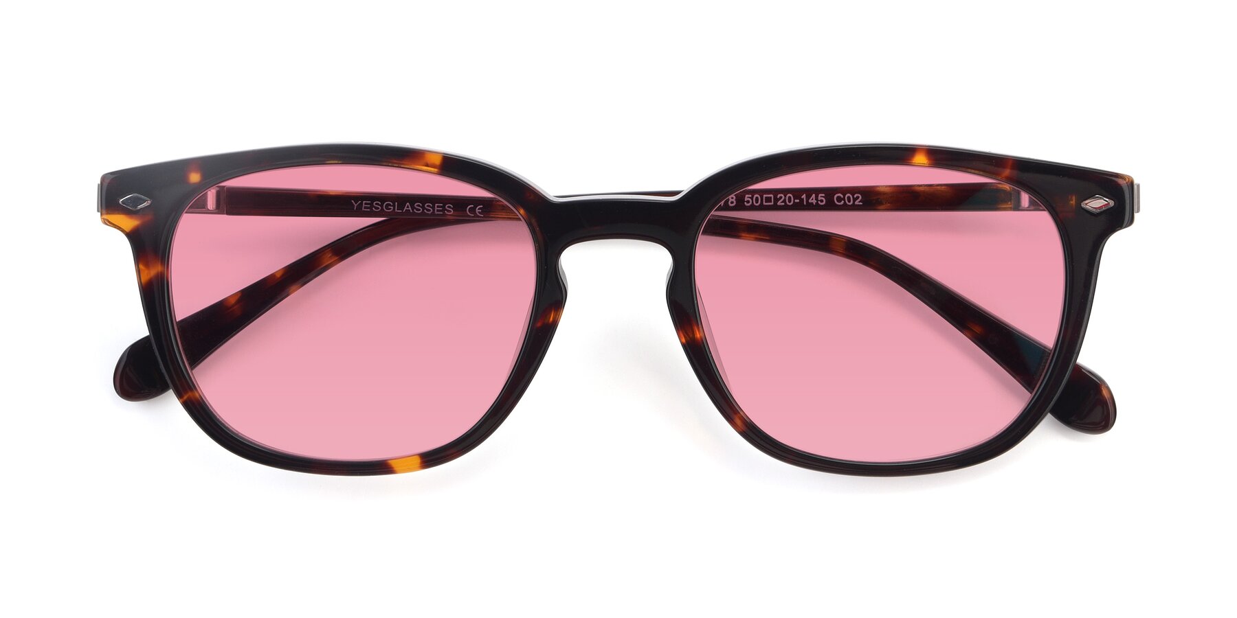 Folded Front of 17578 in Tortoise with Pink Tinted Lenses