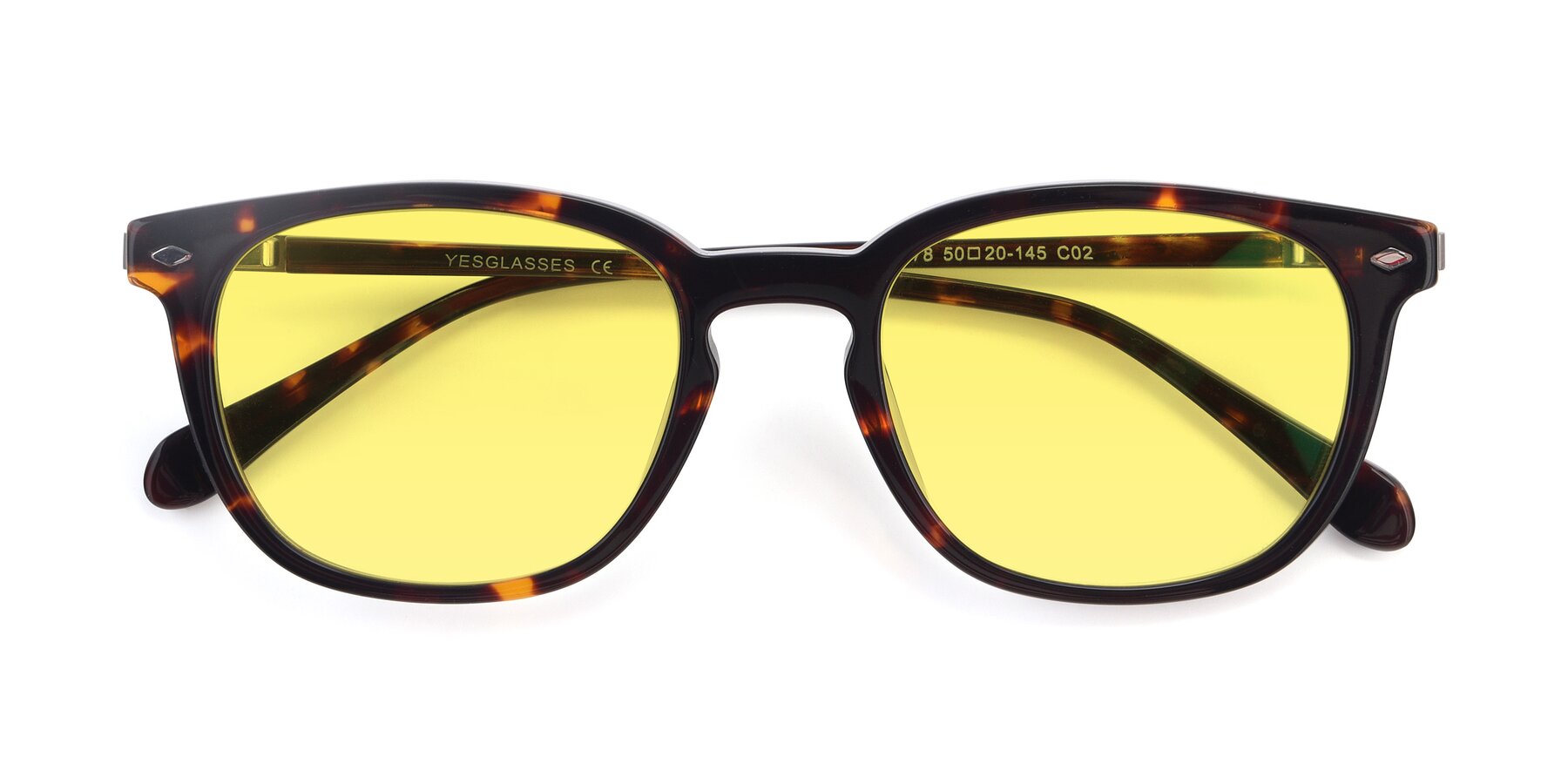 Folded Front of 17578 in Tortoise with Medium Yellow Tinted Lenses