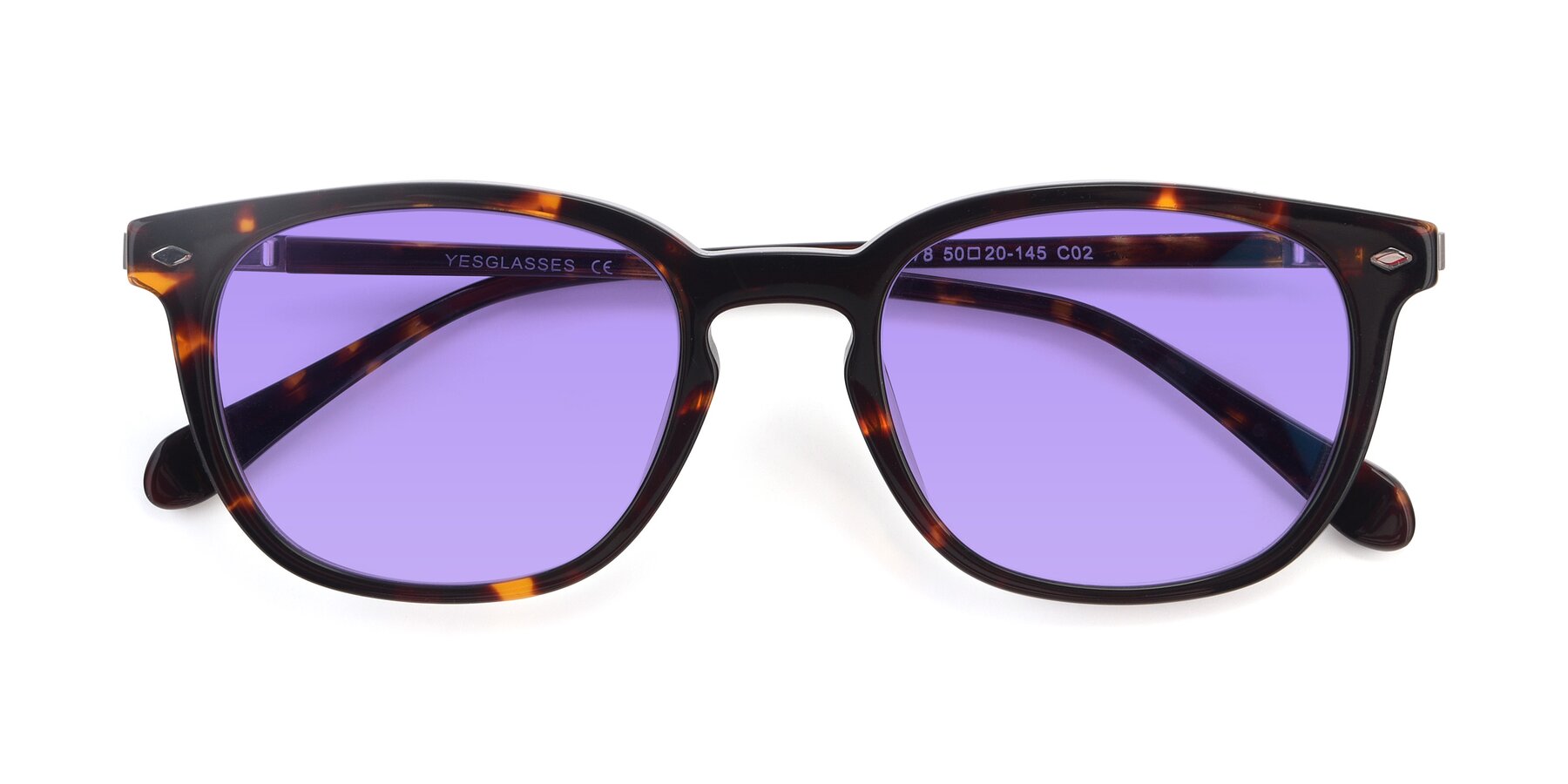 Folded Front of 17578 in Tortoise with Medium Purple Tinted Lenses