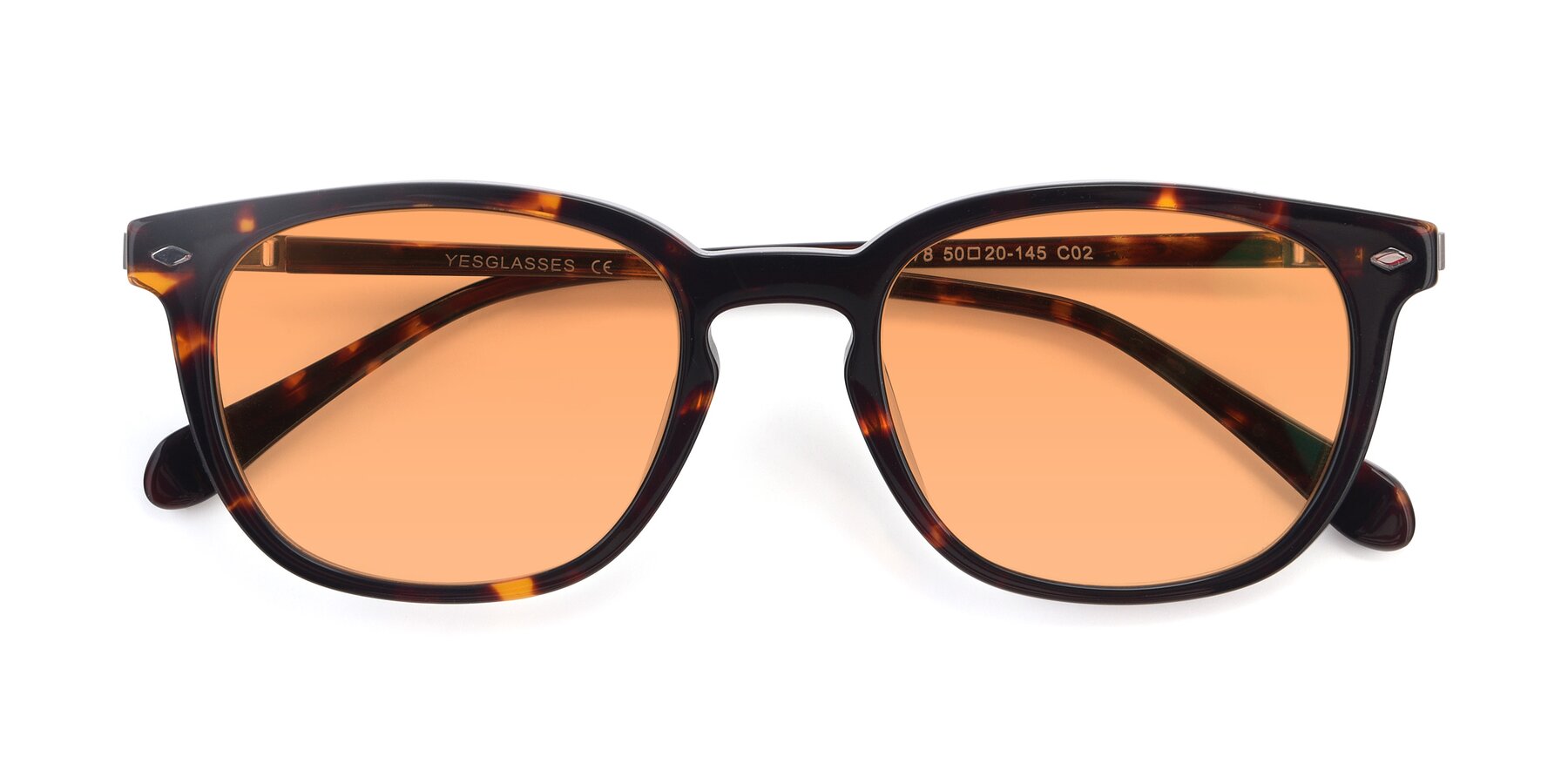 Folded Front of 17578 in Tortoise with Medium Orange Tinted Lenses