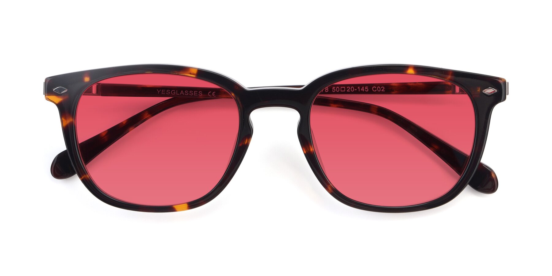 Folded Front of 17578 in Tortoise with Red Tinted Lenses