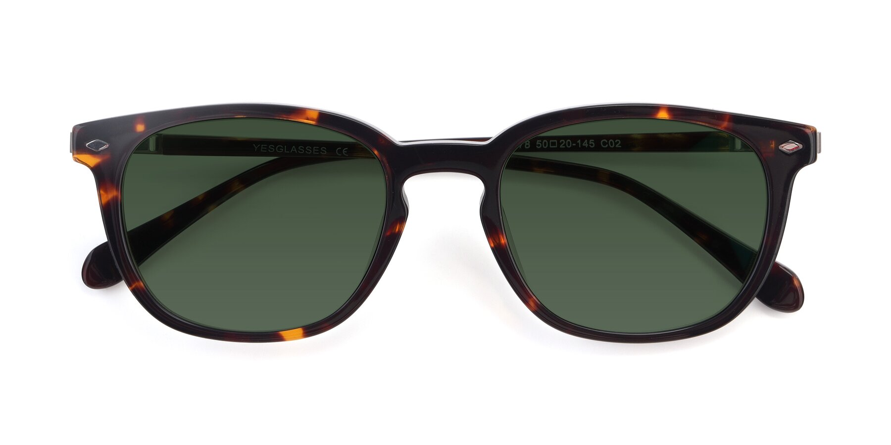 Folded Front of 17578 in Tortoise with Green Tinted Lenses