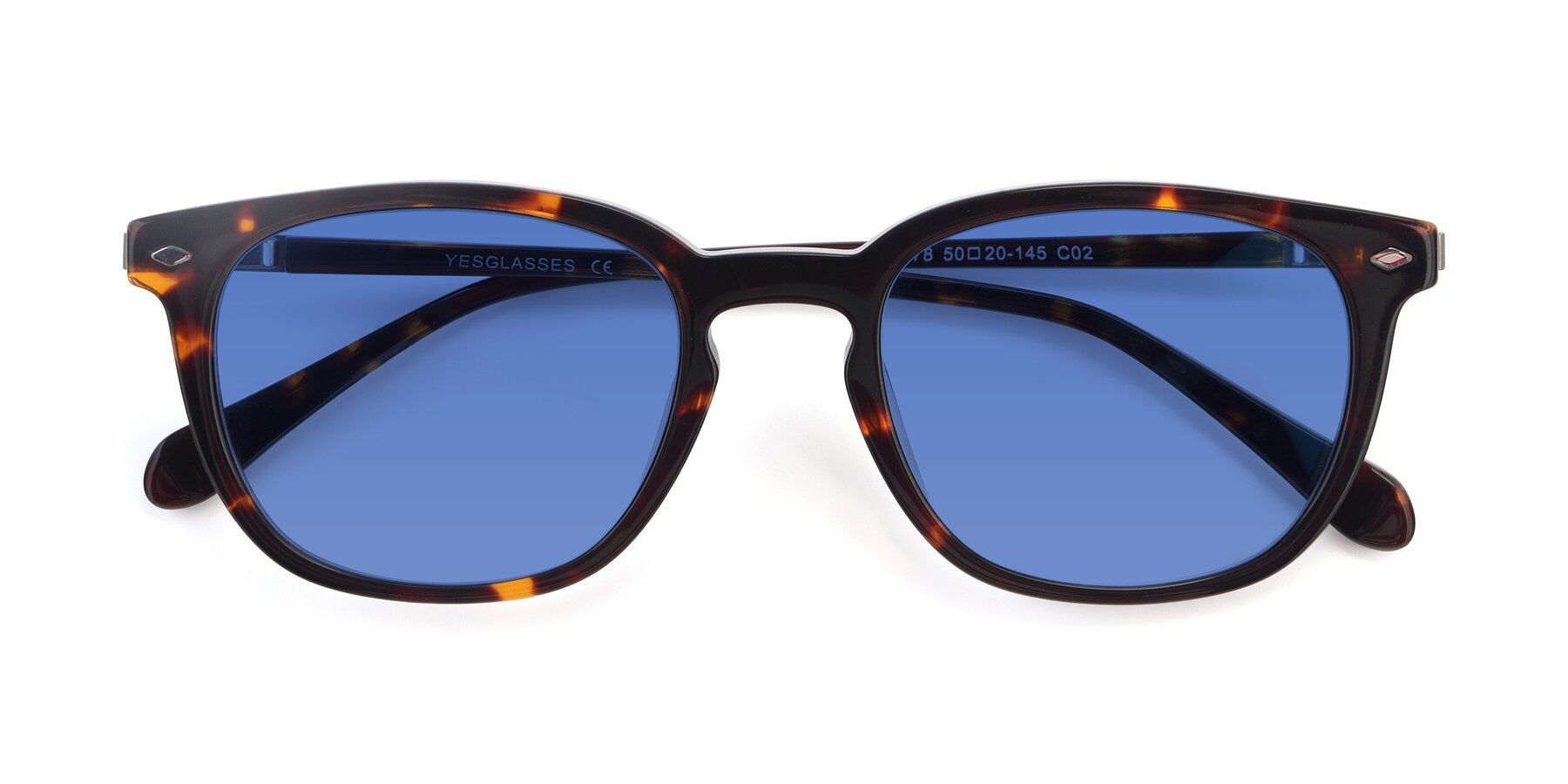 Folded Front of 17578 in Tortoise with Blue Tinted Lenses
