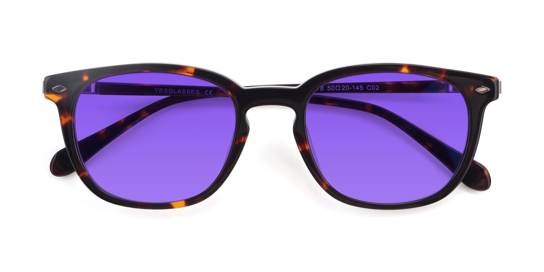 Folded Front of 17578 in Tortoise with Purple Tinted Lenses