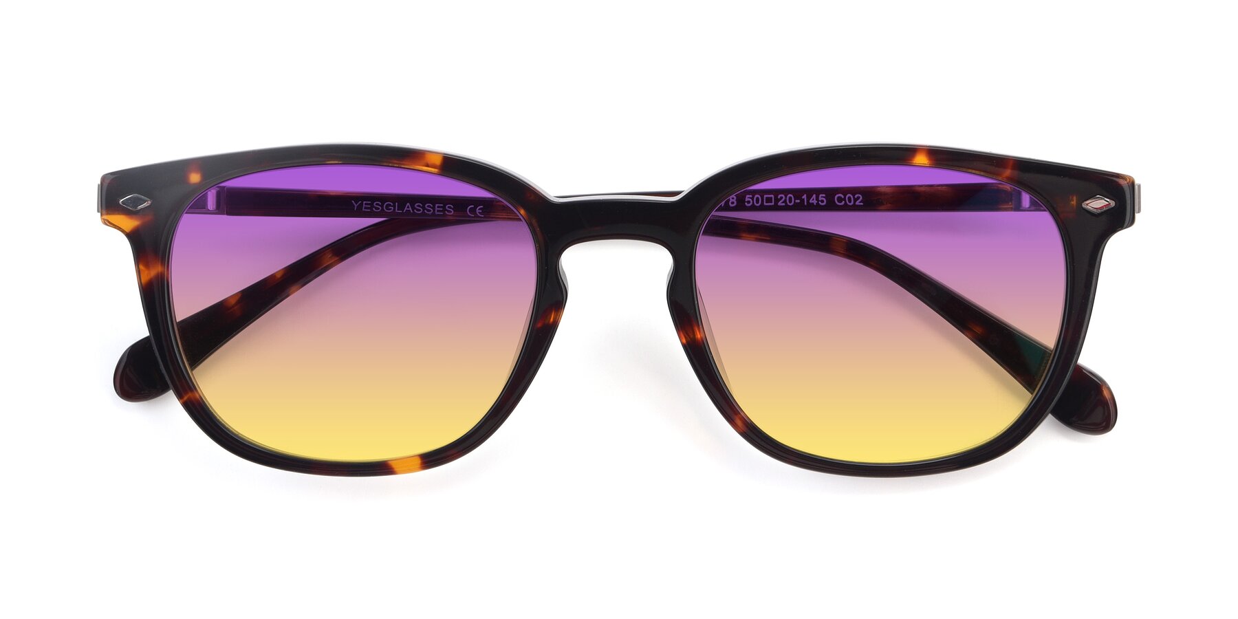 Folded Front of 17578 in Tortoise with Purple / Yellow Gradient Lenses