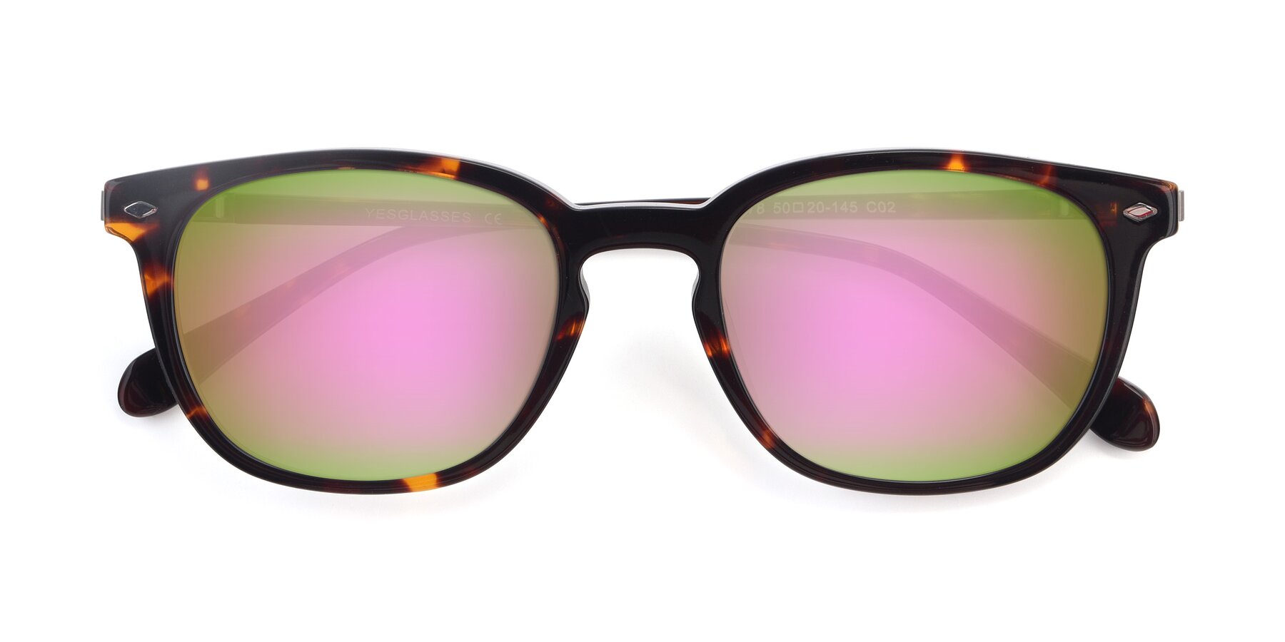 Folded Front of 17578 in Tortoise with Pink Mirrored Lenses