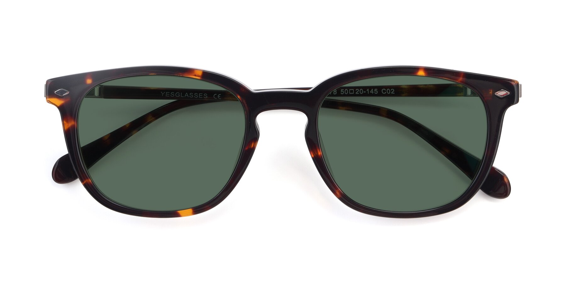Folded Front of 17578 in Tortoise with Green Polarized Lenses