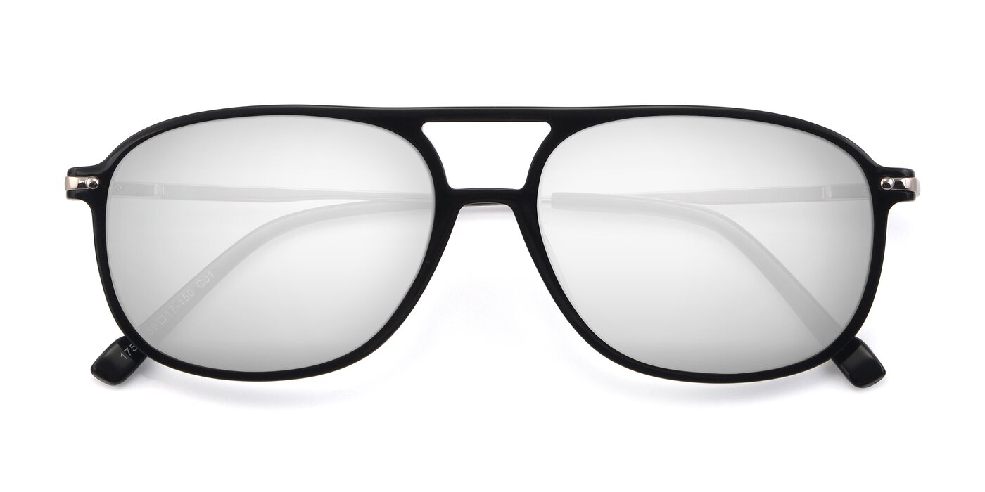17580 - Black Flash Mirrored Sunglasses