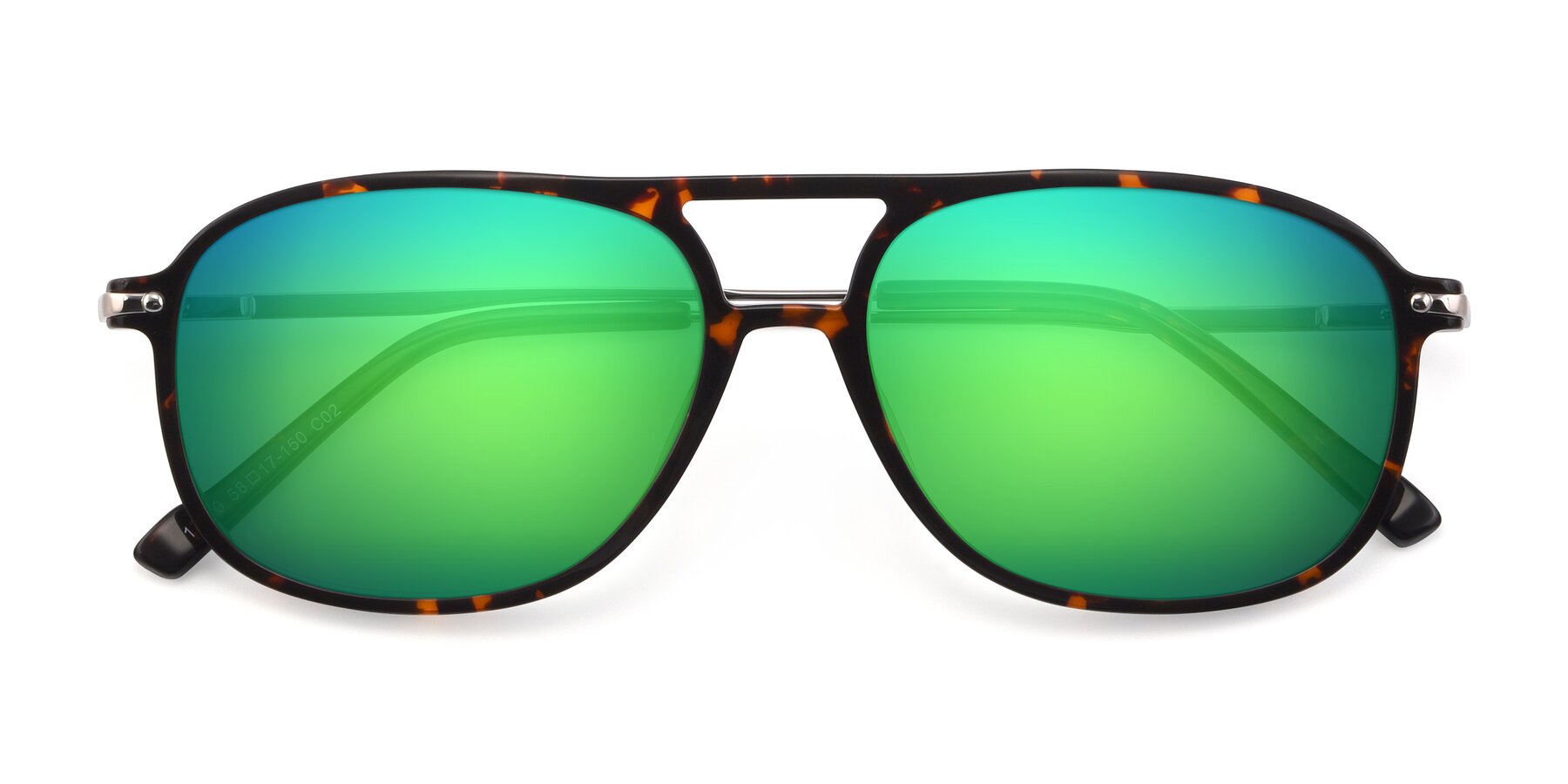 Folded Front of 17580 in Tortoise with Green Mirrored Lenses