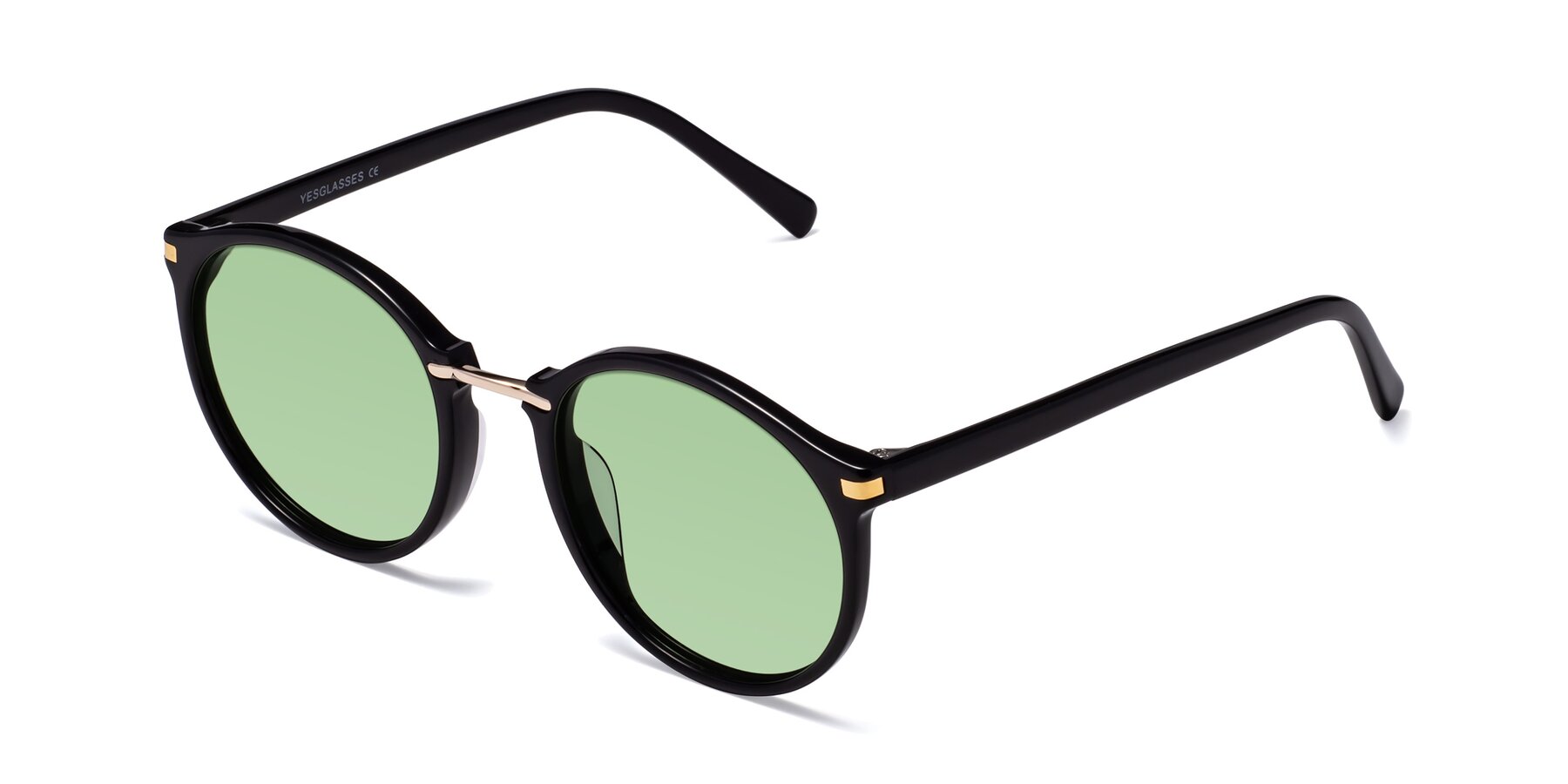 Angle of Casper in Black with Medium Green Tinted Lenses