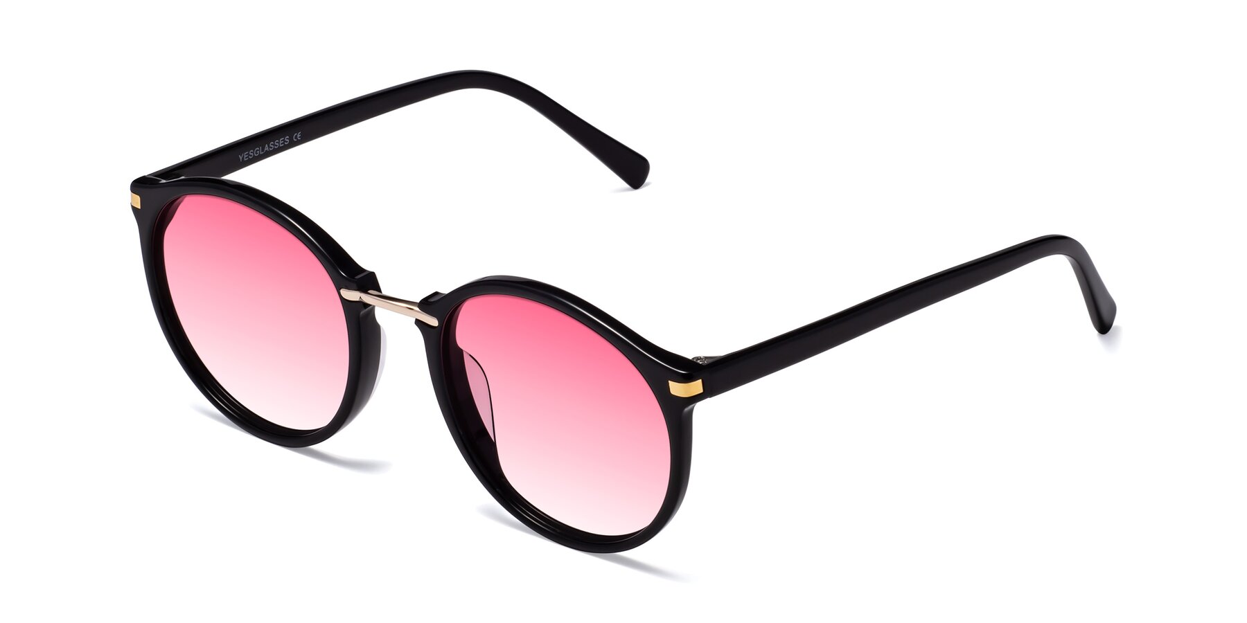 Angle of Casper in Black with Pink Gradient Lenses