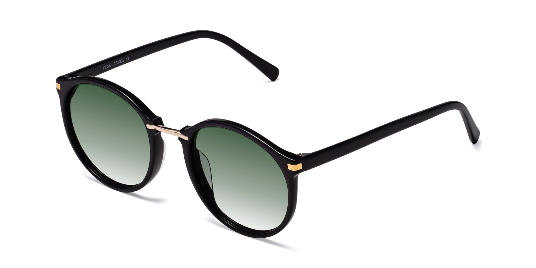 Angle of Casper in Black with Green Gradient Lenses