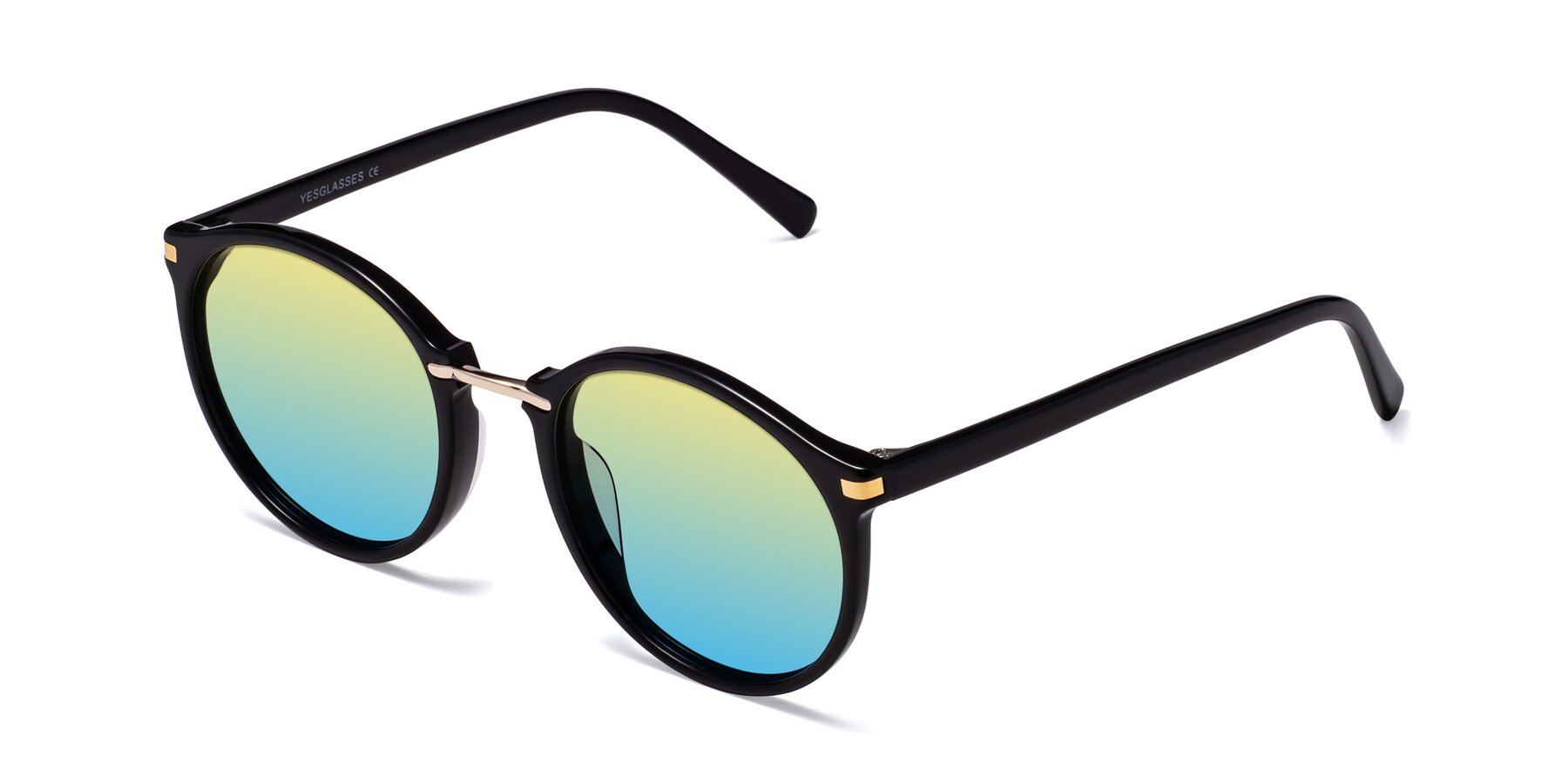 Angle of Casper in Black with Yellow / Blue Gradient Lenses
