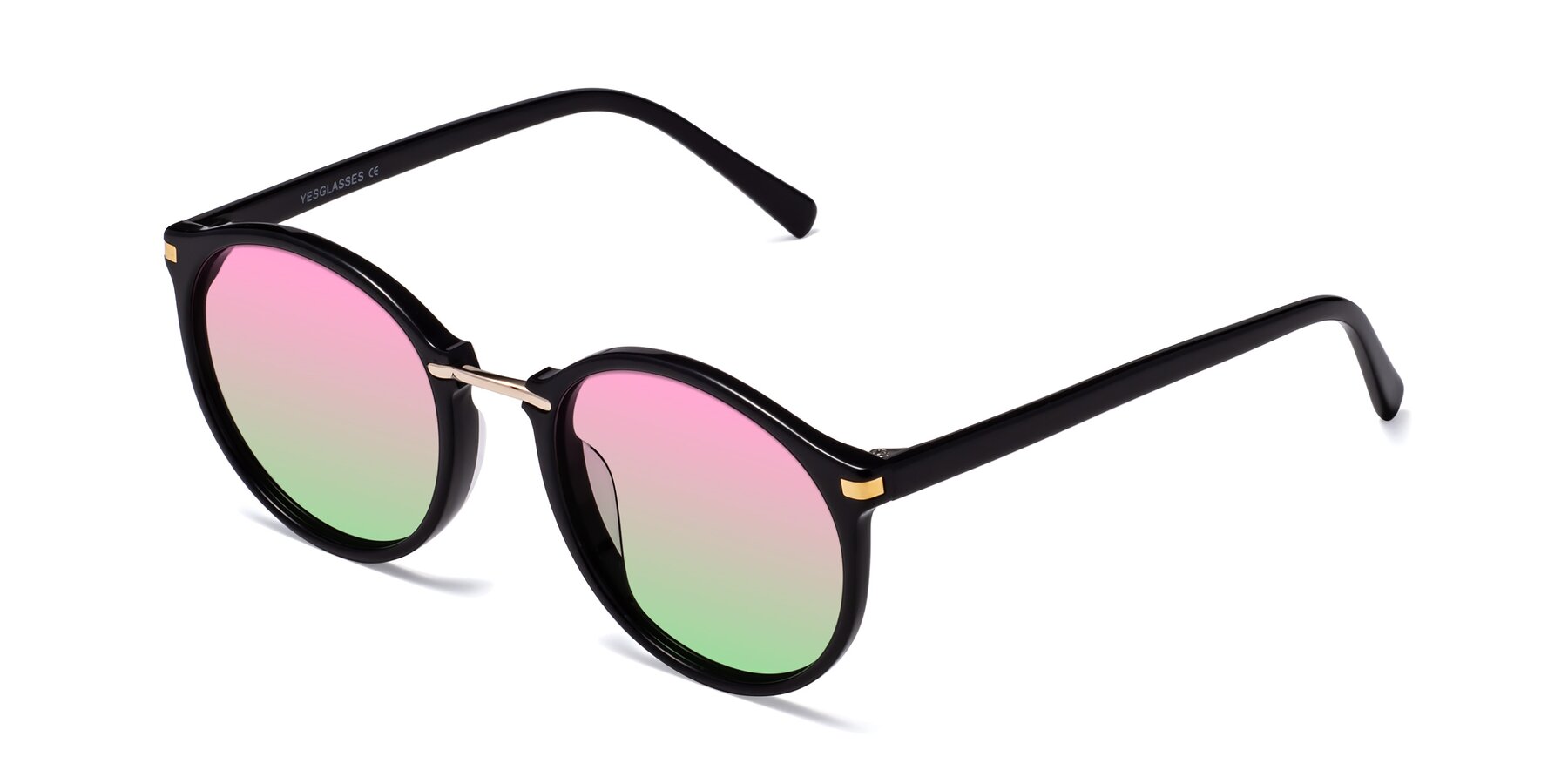 Angle of Casper in Black with Pink / Green Gradient Lenses