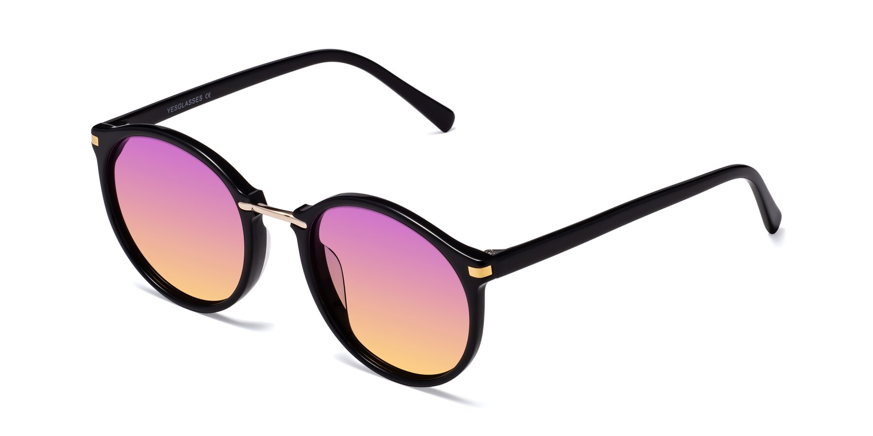 Angle of Casper in Black with Purple / Yellow Gradient Lenses