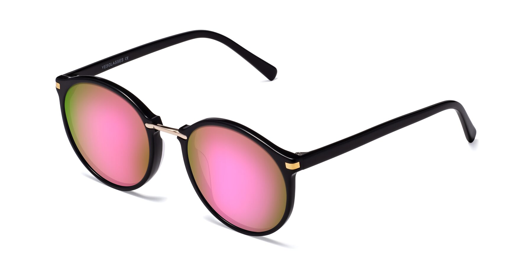 Angle of Casper in Black with Pink Mirrored Lenses