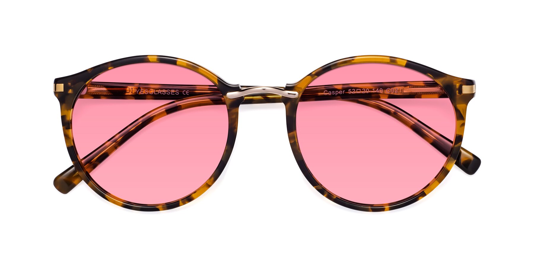 Folded Front of Casper in Tortoise with Pink Tinted Lenses