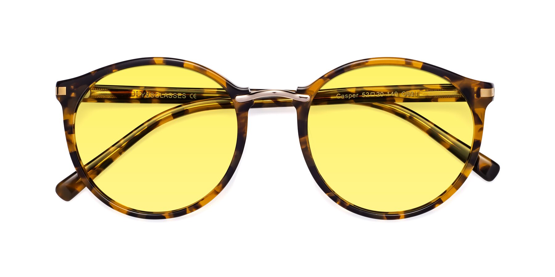 Folded Front of Casper in Tortoise with Medium Yellow Tinted Lenses